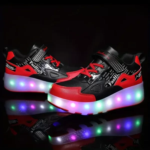 Baskets à roulettes LED détachables enfant – fermeture scratch, usage extérieur