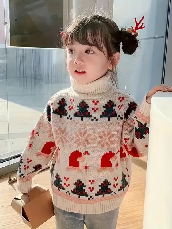 Pull de Noël enfant doublé polaire – chaud et doux avec motif renne festif