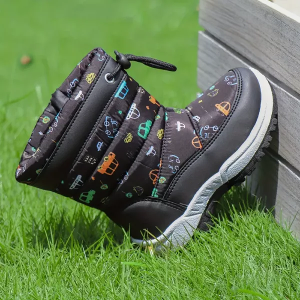 Bottes de neige enfant imperméables avec motif fleurs et dessins animés chaleureux