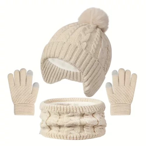 Ensemble hiver enfant 3 pièces – bonnet, tour de cou et gants doux et chauds