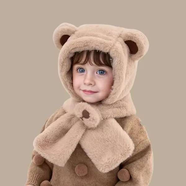 Ensemble bonnet et écharpe enfant motif ours – chaud et doux pour l’hiver