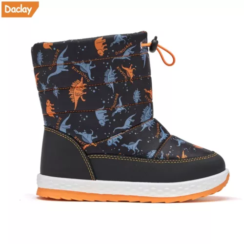 Bottes de neige enfant avec motif dinosaure et étoiles – doublure chaude et montantes