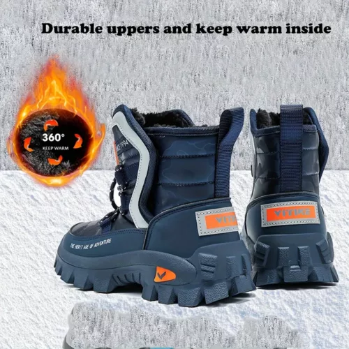 Bottes de neige enfant imperméables camouflage – chaleur et adhérence hiver