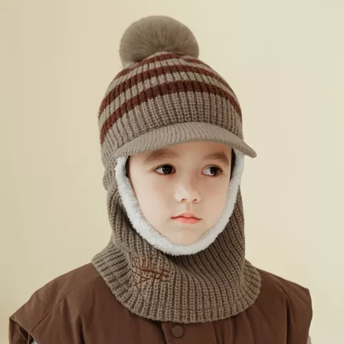 Tour de cou enfant hiver avec capuche chaude – doublé polaire et protège-oreilles