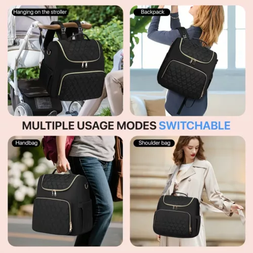 Sac à langer multi-poches avec poches isothermes et station de change intégrée