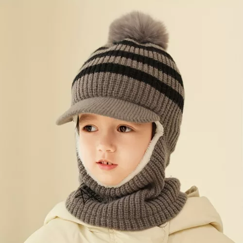 Tour de cou enfant hiver avec capuche chaude – doublé polaire et protège-oreilles