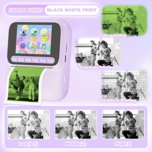 Appareil photo instantané enfant 48MP avec impression thermique et carte 32Go