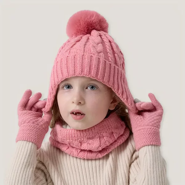 Ensemble hiver enfant 3 pièces – bonnet, tour de cou et gants doux et chauds