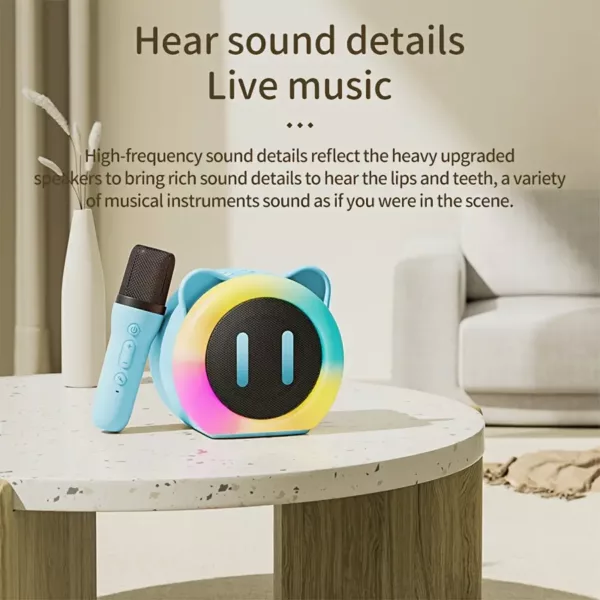 Mini karaoké portable avec haut-parleur et micro sans fil – LED et USB rechargeable