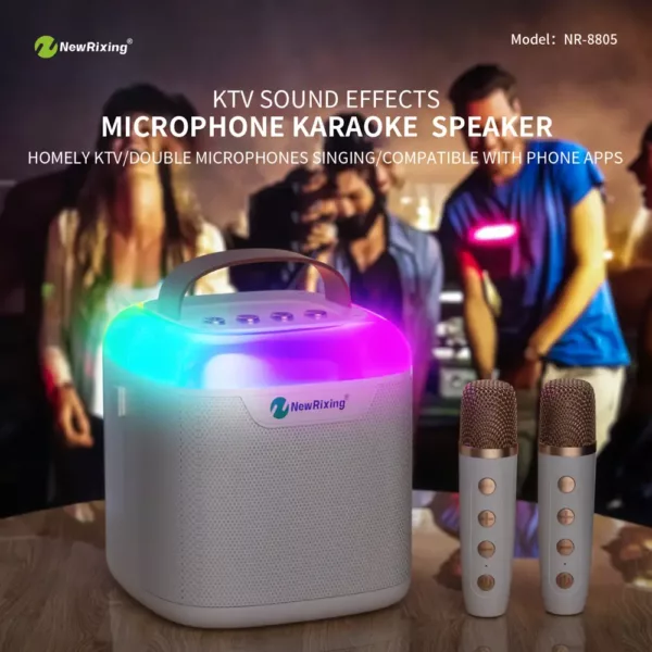 Machine karaoké Bluetooth avec 2 micros sans fil – enceinte portable rechargeable