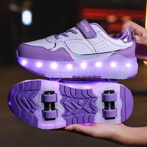 Patins à roulettes LED avec baskets respirantes – style skate pour ados