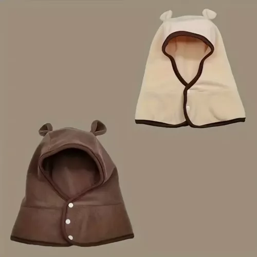 Ensemble bonnet et écharpe enfant – tricot doux hiver avec motif ours mignon