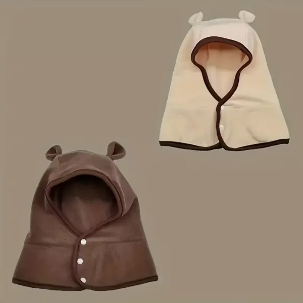 Ensemble bonnet et écharpe enfant – tricot doux hiver avec motif ours mignon