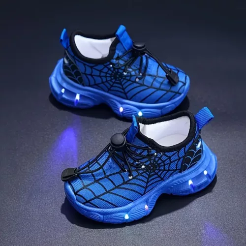 Baskets enfant LED à double scratch – confort respirant pour sport et loisirs
