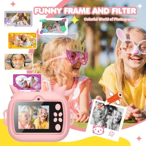 Appareil photo instantané enfant 2 en 1 avec selfie, vidéo HD et impression thermique