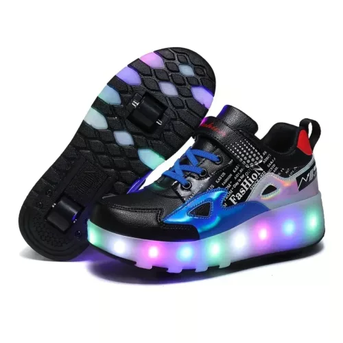 Baskets à roulettes LED détachables enfant – fermeture scratch, usage extérieur