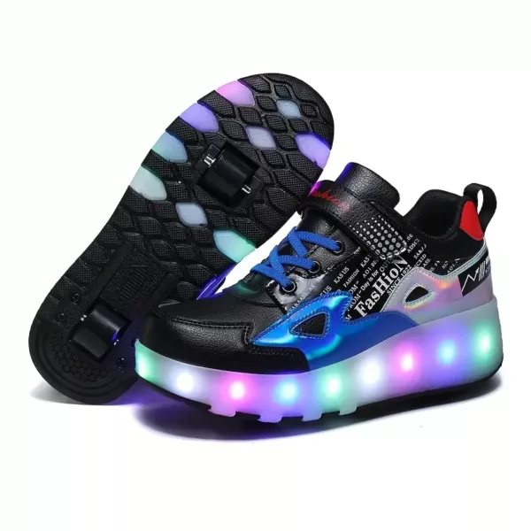 Baskets à roulettes LED détachables enfant – fermeture scratch, usage extérieur