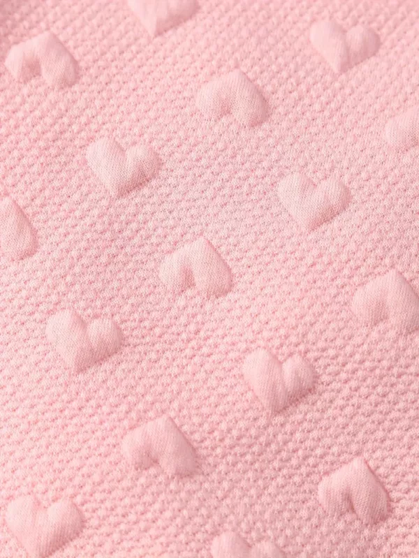 Ensemble naissance bébé fille 2 pièces – pull cœur et pantalon doux hiver