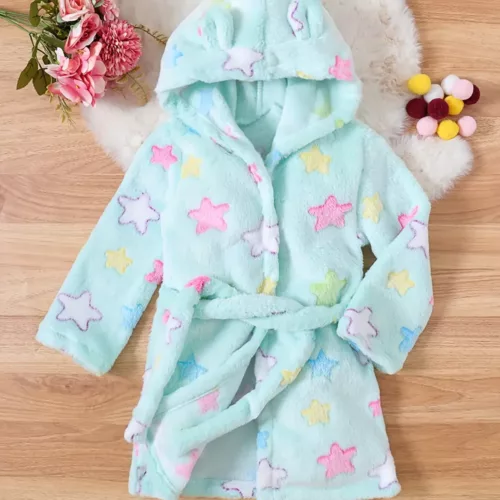 Peignoir enfant à capuche en flanelle ultra douce – motif fille amusant