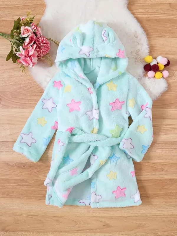 Peignoir enfant à capuche en flanelle ultra douce – motif fille amusant