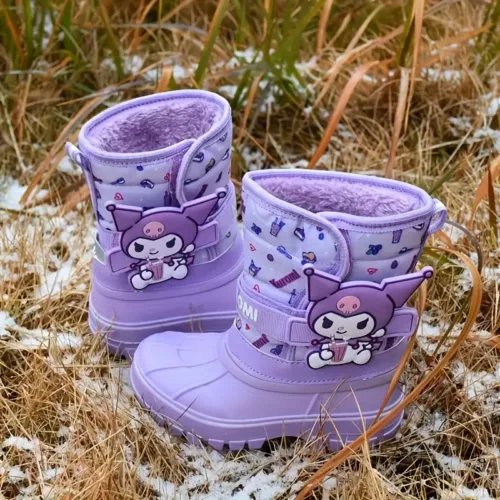 Bottes de pluie fille fourrées imperméables – hiver chaud et antidérapantes