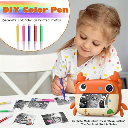 Appareil photo instantané enfants avec impression – numérique HD 12MP 1080P