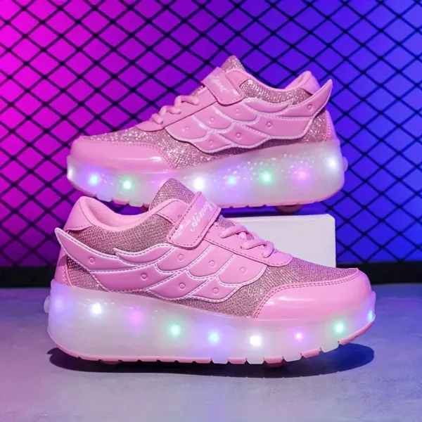 Chaussures à roulettes lumineuses pour enfants – design scintillant et tendance