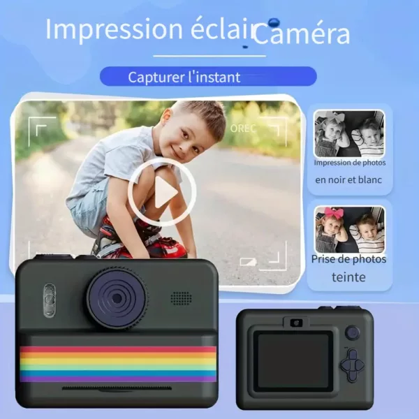 Appareil photo instantané enfant avec double caméra et impression thermique ludique