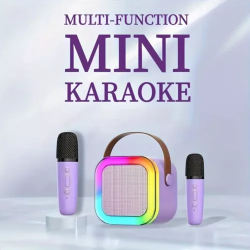 Karaoké portable avec 2 micros filaires – mini système audio tout-en-un