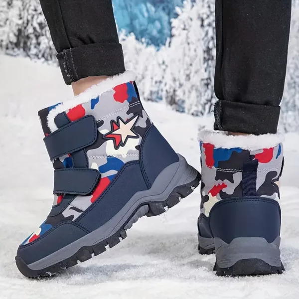 Bottes de neige enfant imperméables doublées fourrure – hiver mixte antidérapantes