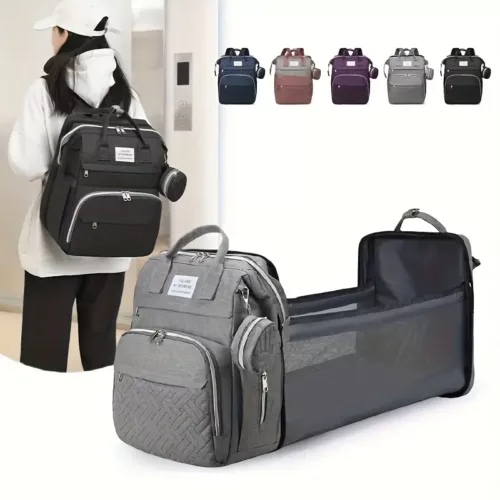 Sac à dos à langer pratique et élégant – compartiments multiples, fermeture zippée