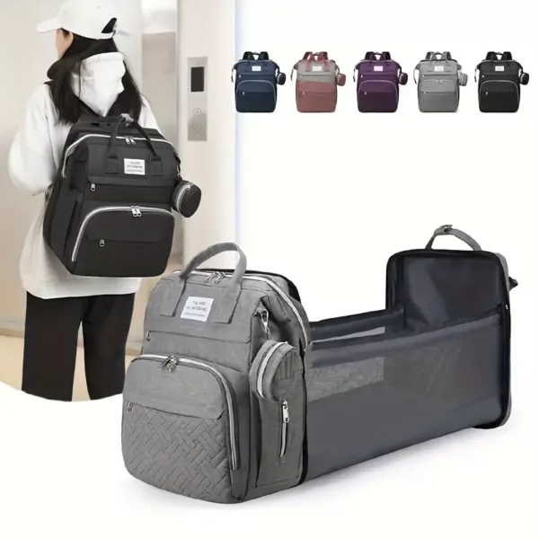Sac à dos à langer pratique et élégant – compartiments multiples, fermeture zippée