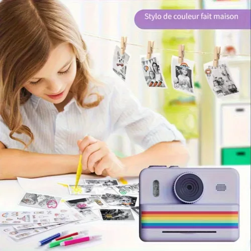 Appareil photo instantané enfant avec impression thermique et double objectif HD