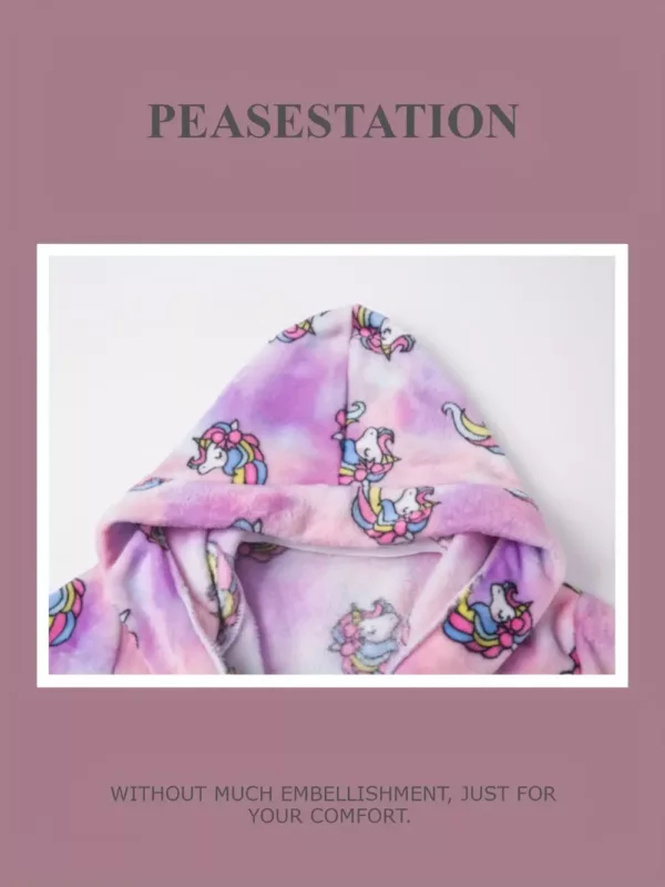 Peignoir enfant en flanelle douce à capuche – motif dessin animé fille
