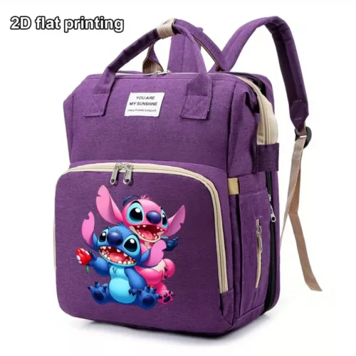 Sac à langer pliable avec berceau intégré et poches isolées – motif Stitch Disney