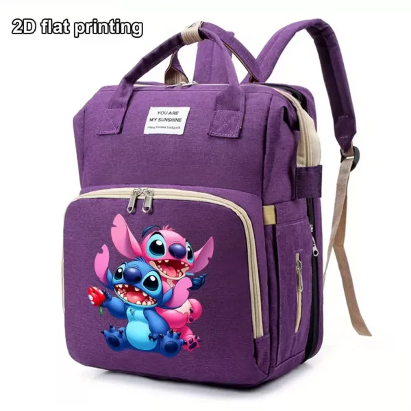 Sac à langer pliable avec berceau intégré et poches isolées – motif Stitch Disney