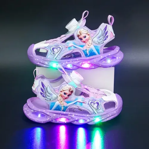 Sandales fille lumineuses style princesse – design ange scintillant à boucle