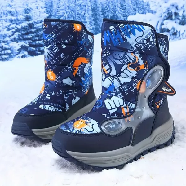 Bottes de neige enfant imperméables à motifs – doublées chaud pour l’hiver