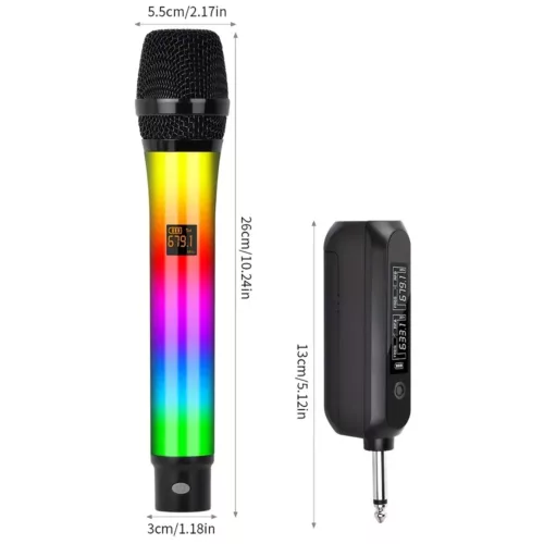 Microphone sans fil rétro à LED – changement de couleur et haut-parleur intégré