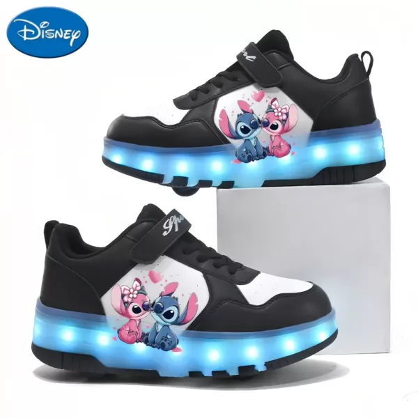 Chaussures de patinage à LED USB avec roues amovibles et motif dessin animé