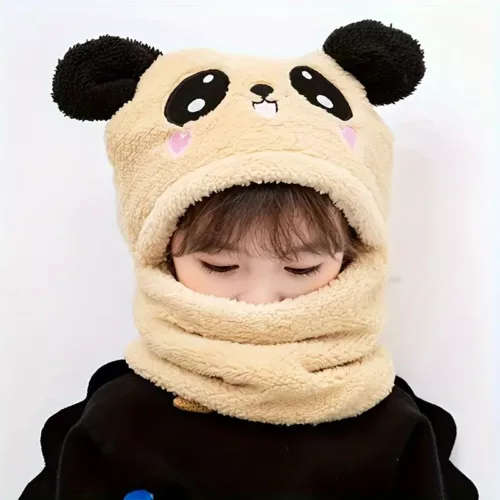 Bonnet bébé avec tour de cou assorti – chaud et doux motif panda hiver