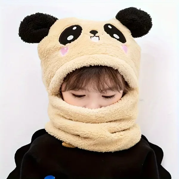 Bonnet bébé avec tour de cou assorti – chaud et doux motif panda hiver