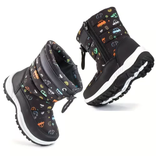 Bottes de neige enfant imperméables avec motif fleurs et dessins animés chaleureux