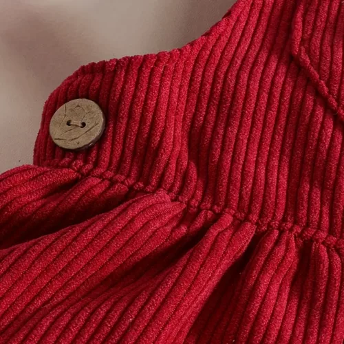 Tenue naissance bébé fille – haut à manches longues en velours côtelé avec cœur imprimé