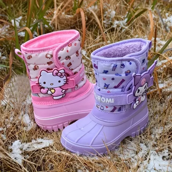 Bottes de pluie fille fourrées imperméables – hiver chaud et antidérapantes