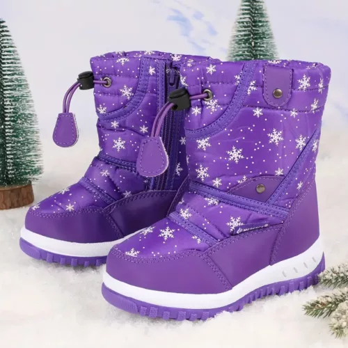 Bottes de neige enfant imperméables doublées chaud – scratchs et semelle TPR antidérapante