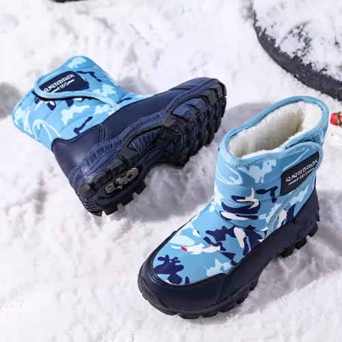 Bottes de neige enfant camouflage imperméables – chaleur et confort hivernal