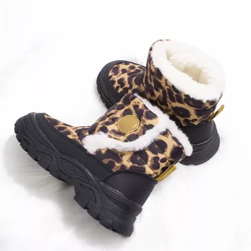 Bottes de neige fille en peluche chaude – motif léopard dessin animé hiver