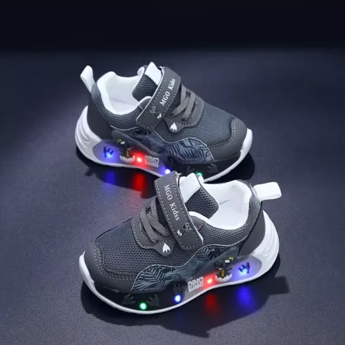 Baskets enfant motif dinosaure – chaussures légères respirantes demi-saison