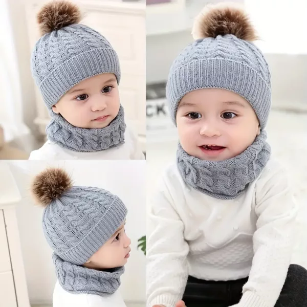 Ensemble bonnet et écharpe bébé tricoté – hiver chaud et doux 2 pièces